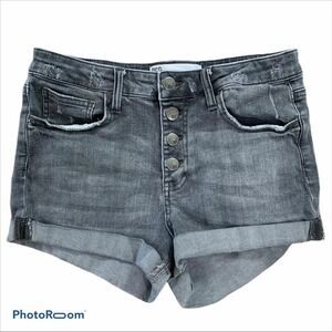 RSQ Tilly Size 27 Shorts Cuffed Exposed Button Up Distress Mid Rise Women's Gray